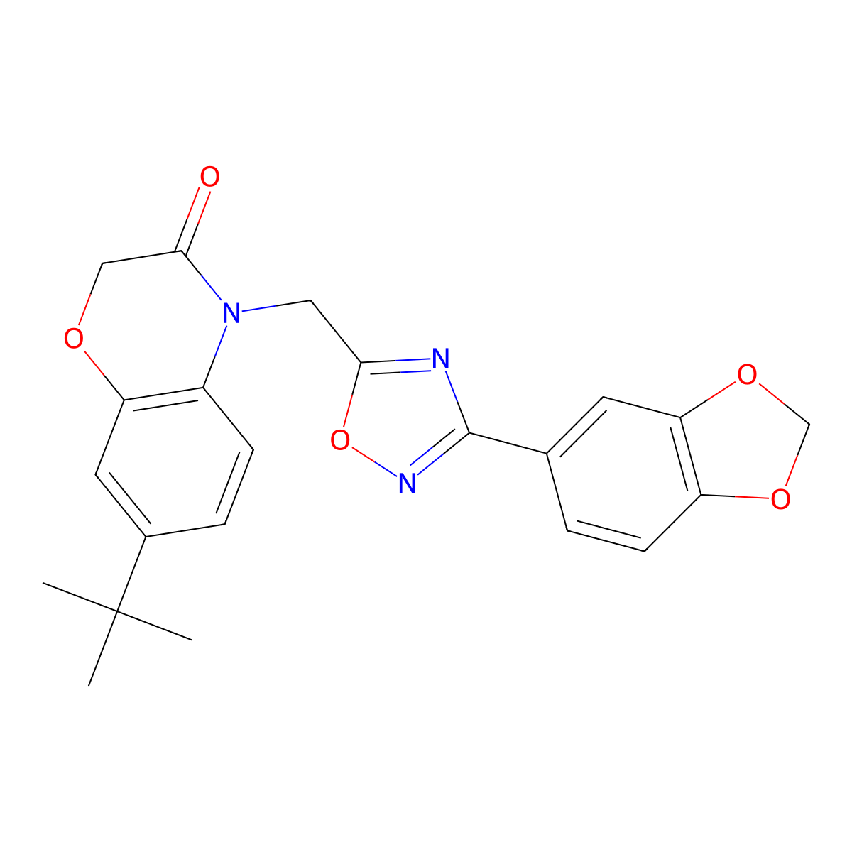 4-{[3-(2H-1,3-benzodioxol-5-yl)-1,2,4-oxadiazol-5-yl]methyl}-7-tert-butyl-3,4-dihydro-2H-1,4-benzoxazin-3-one molecular structure, CAS 1207007-25-7