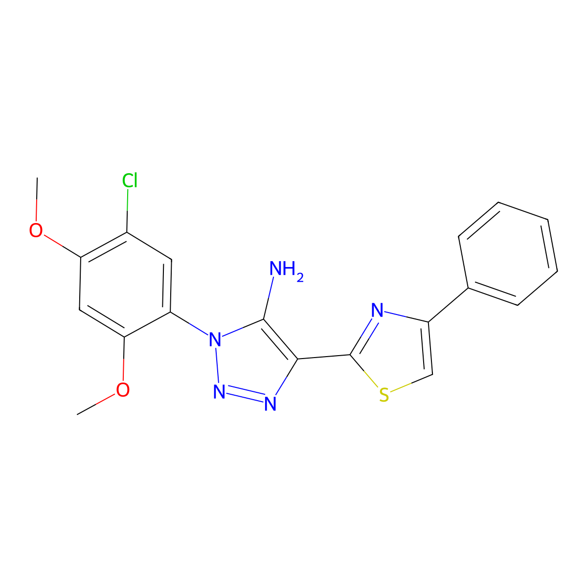 1-(5-chloro-2,4-dimethoxyphenyl)-4-(4-phenyl-1,3-thiazol-2-yl)-1H-1,2,3-triazol-5-amine molecular structure, CAS 1207007-33-7