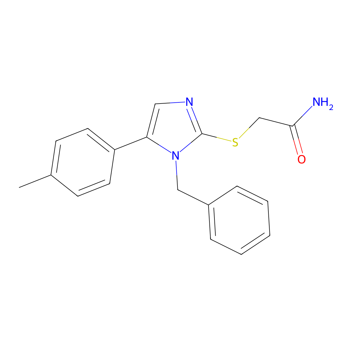 2-((1-benzyl-5-(p-tolyl)-1H-imidazol-2-yl)thio)acetamide molecular structure, CAS 1207007-35-9