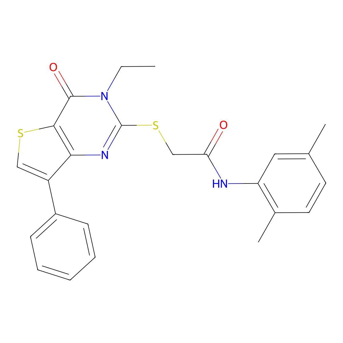 N-(2,5-dimethylphenyl)-2-[(3-ethyl-4-oxo-7-phenyl-3,4-dihydrothieno[3,2-d]pyrimidin-2-yl)thio]acetamide molecular structure, CAS 1207007-37-1