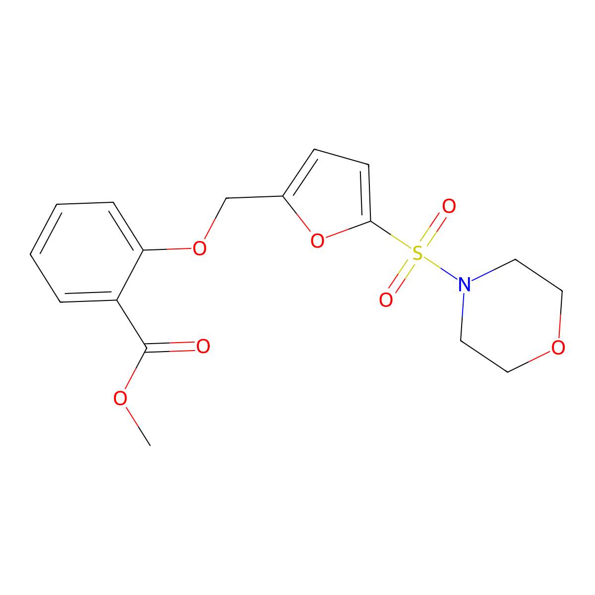 Methyl 2-((5-(morpholinosulfonyl)furan-2-yl)methoxy)benzoate molecular structure, CAS 1207007-39-3
