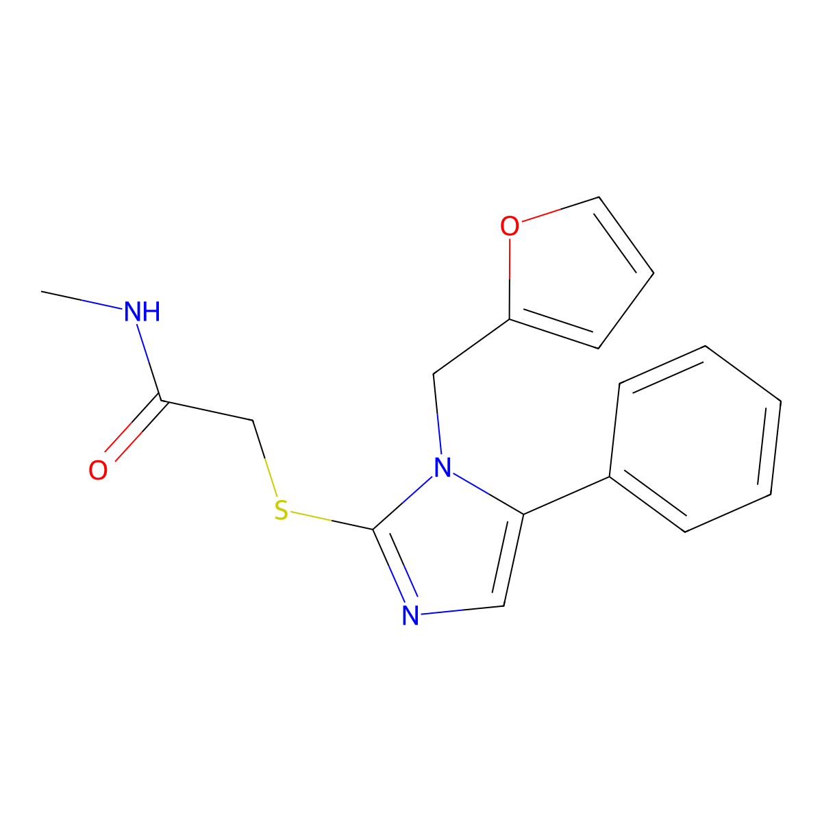 2-((1-(furan-2-ylmethyl)-5-phenyl-1H-imidazol-2-yl)thio)-N-methylacetamide molecular structure, CAS 1207007-41-7