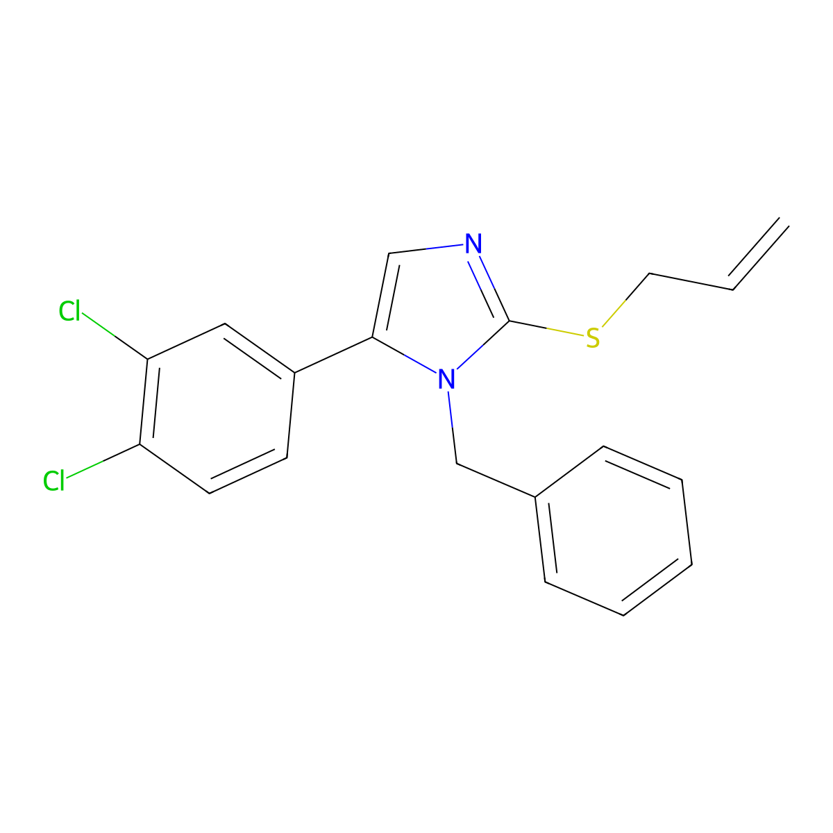 2-(allylthio)-1-benzyl-5-(3,4-dichlorophenyl)-1H-imidazole molecular structure, CAS 1207007-44-0