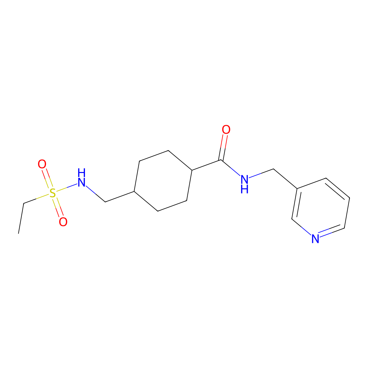 4-(ethylsulfonamidomethyl)-N-(pyridin-3-ylmethyl)cyclohexanecarboxamide molecular structure, CAS 1207007-50-8