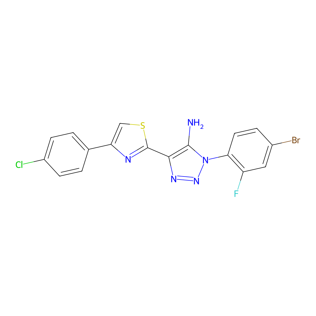 1-(4-bromo-2-fluorophenyl)-4-[4-(4-chlorophenyl)-1,3-thiazol-2-yl]-1H-1,2,3-triazol-5-amine molecular structure, CAS 1207007-51-9