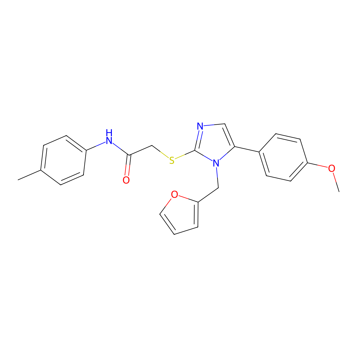 2-((1-(furan-2-ylmethyl)-5-(4-methoxyphenyl)-1H-imidazol-2-yl)thio)-N-(p-tolyl)acetamide molecular structure, CAS 1207007-52-0