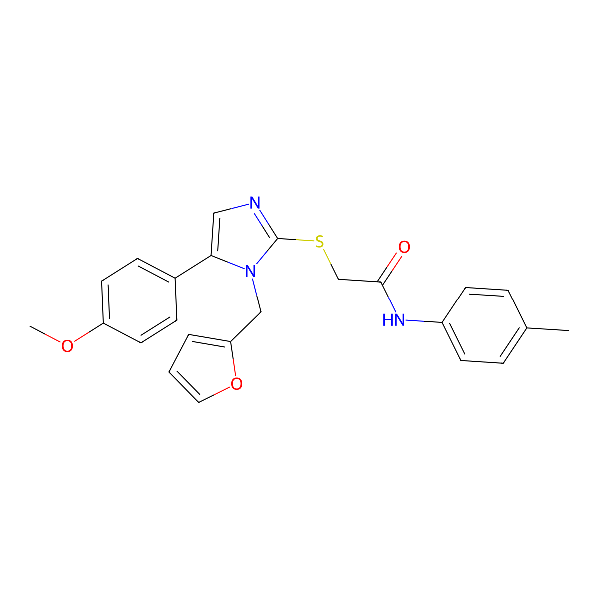 2-((1-(furan-2-ylmethyl)-5-(4-methoxyphenyl)-1H-imidazol-2-yl)thio)-N-(p-tolyl)acetamide molecular structure, CAS 1207007-52-0