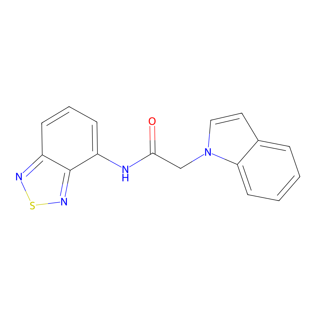 N-(benzo[c][1,2,5]thiadiazol-4-yl)-2-(1H-indol-1-yl)acetamide molecular structure, CAS 1207007-53-1