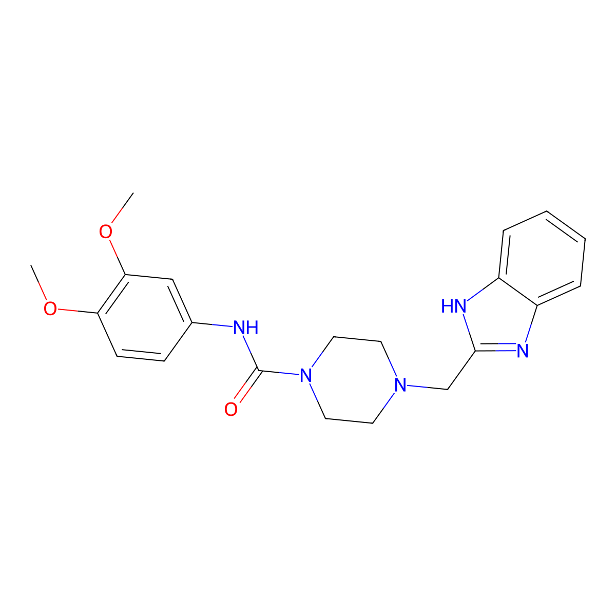 4-((1H-benzo[d]imidazol-2-yl)methyl)-N-(3,4-dimethoxyphenyl)piperazine-1-carboxamide molecular structure, CAS 1207007-55-3