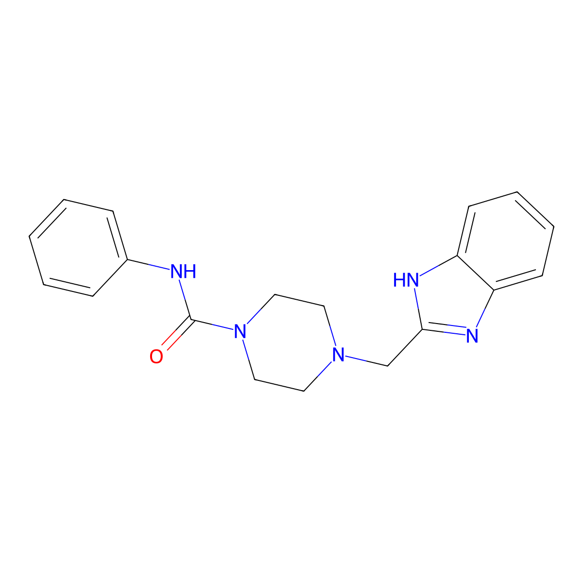 4-((1H-benzo[d]imidazol-2-yl)methyl)-N-phenylpiperazine-1-carboxamide molecular structure, CAS 1207007-58-6