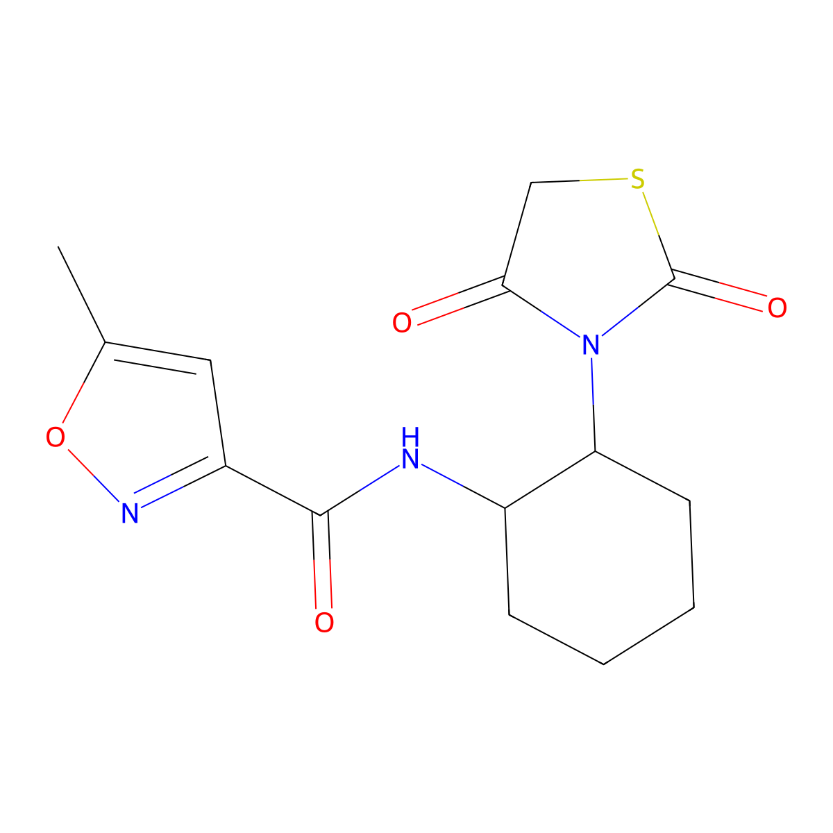 N-(2-(2,4-dioxothiazolidin-3-yl)cyclohexyl)-5-methylisoxazole-3-carboxamide molecular structure, CAS 1207007-60-0