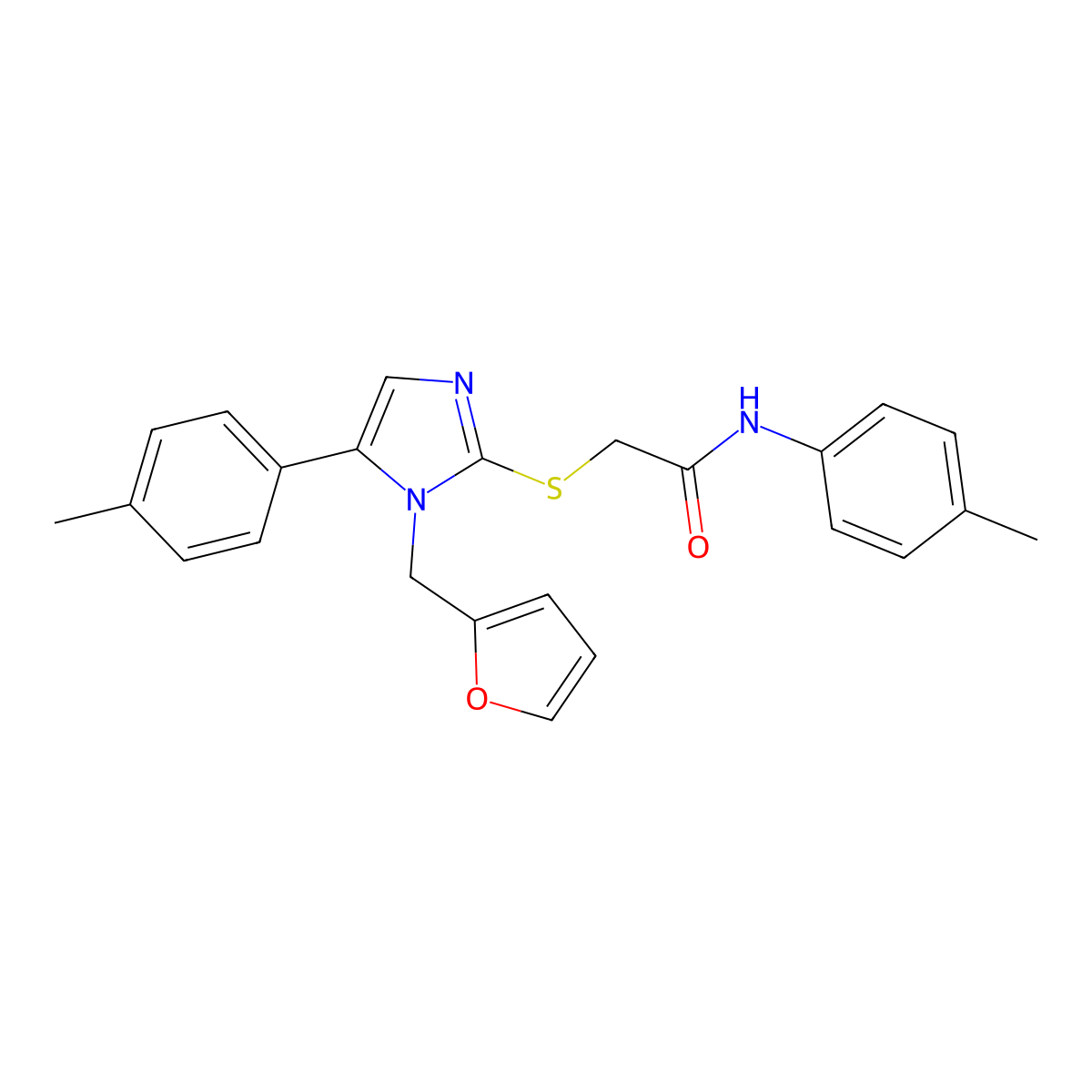 2-((1-(furan-2-ylmethyl)-5-(p-tolyl)-1H-imidazol-2-yl)thio)-N-(p-tolyl)acetamide molecular structure, CAS 1207007-66-6