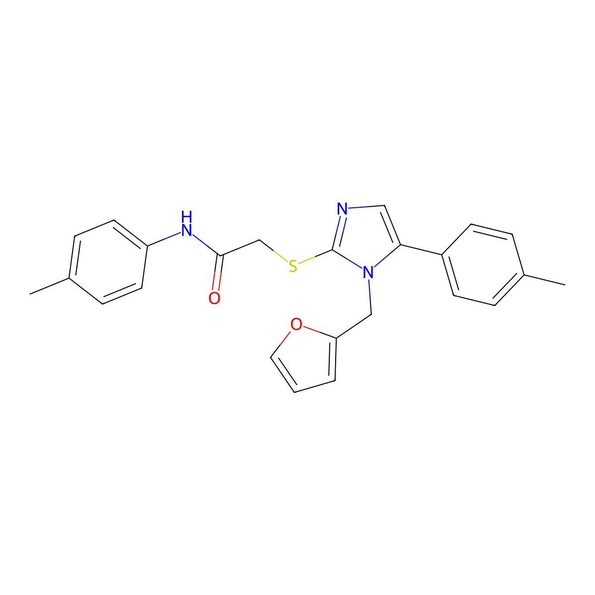 2-((1-(furan-2-ylmethyl)-5-(p-tolyl)-1H-imidazol-2-yl)thio)-N-(p-tolyl)acetamide molecular structure, CAS 1207007-66-6