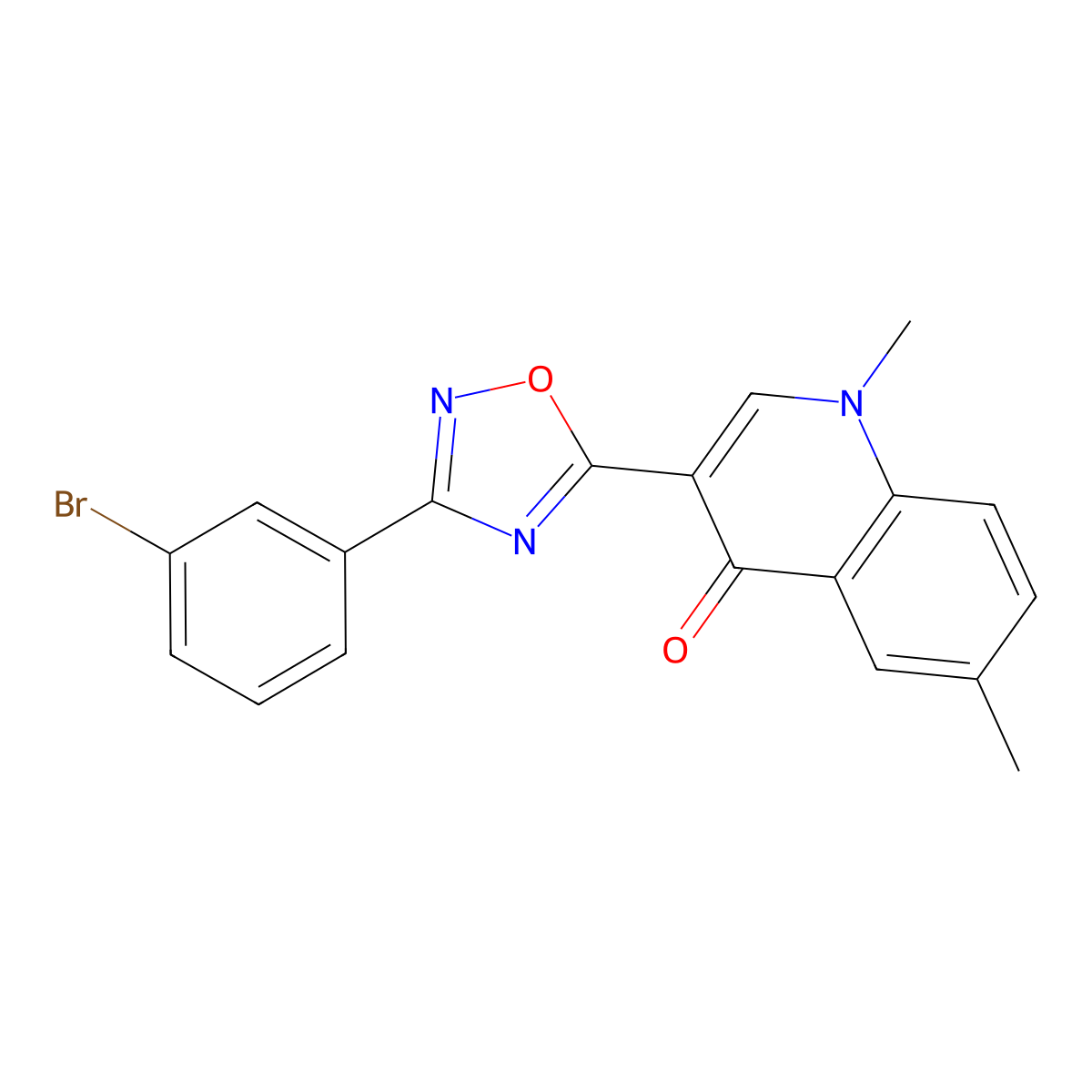 3-(3-(3-bromophenyl)-1,2,4-oxadiazol-5-yl)-1,6-dimethylquinolin-4(1H)-one molecular structure, CAS 1207007-69-9