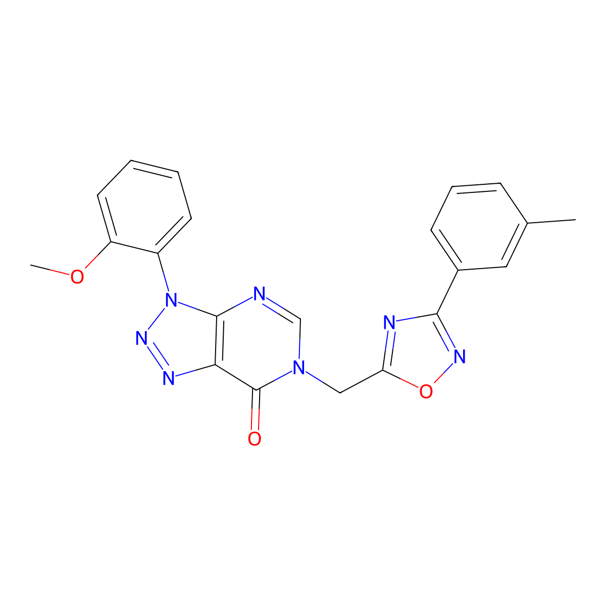 3-(2-methoxyphenyl)-6-((3-(m-tolyl)-1,2,4-oxadiazol-5-yl)methyl)-3H-[1,2,3]triazolo[4,5-d]pyrimidin-7(6H)-one molecular structure, CAS 1207007-72-4