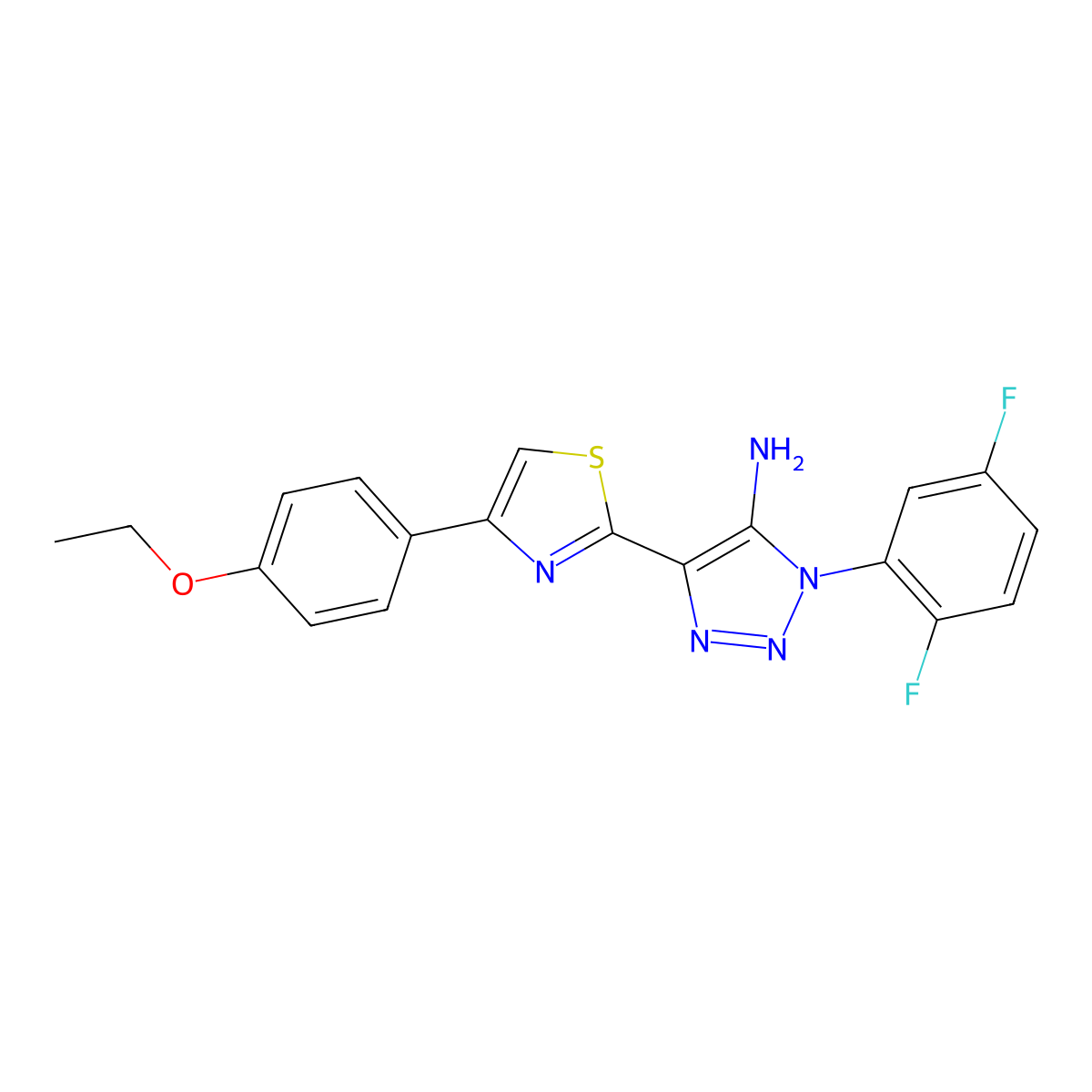 1-(2,5-difluorophenyl)-4-[4-(4-ethoxyphenyl)-1,3-thiazol-2-yl]-1H-1,2,3-triazol-5-amine molecular structure, CAS 1207007-73-5