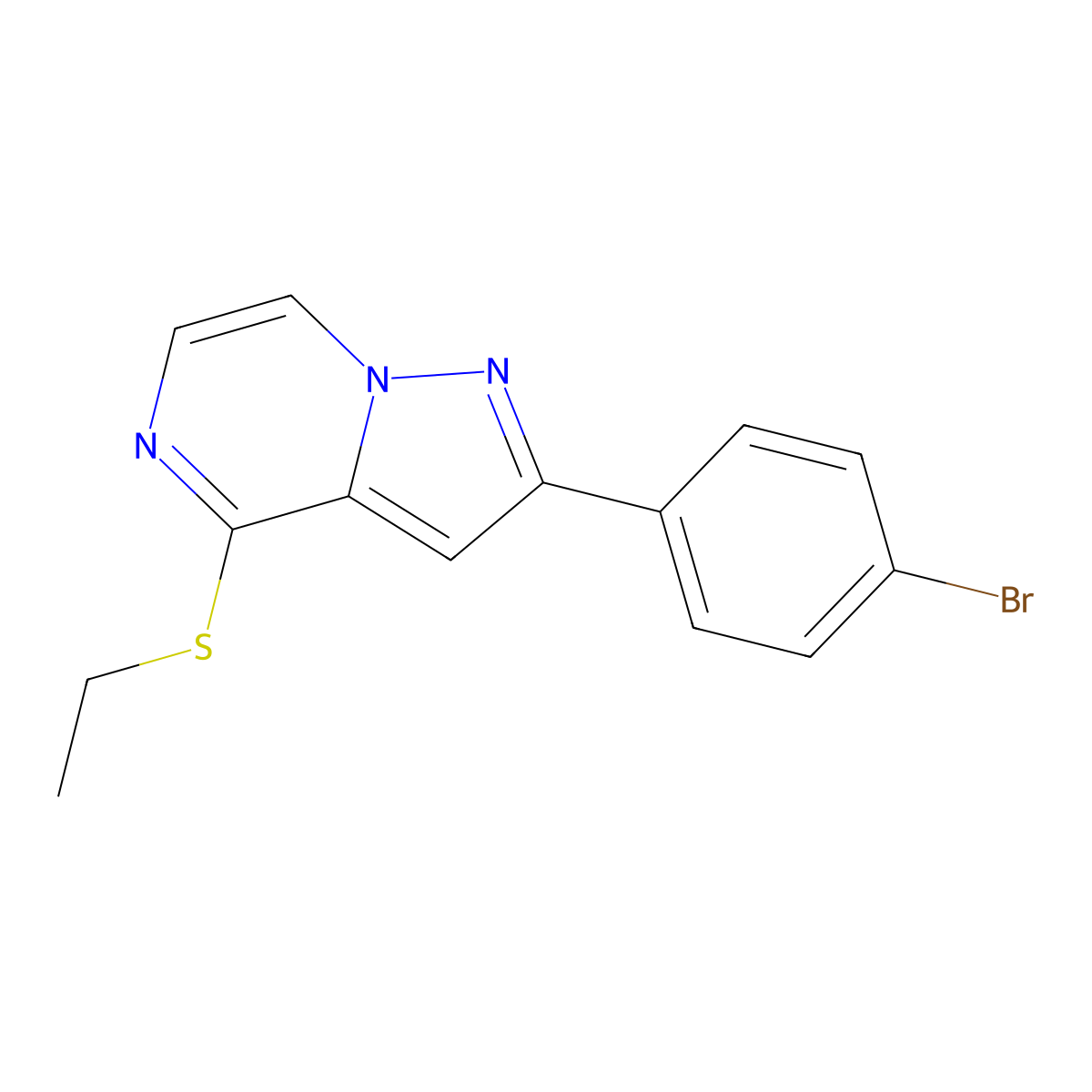 2-(4-Bromophenyl)-4-(ethylthio)pyrazolo[1,5-a]pyrazine molecular structure, CAS 1207007-76-8