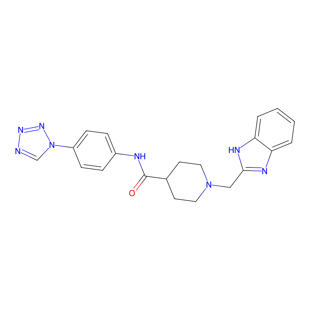 1-((1H-benzo[d]imidazol-2-yl)methyl)-N-(4-(1H-tetrazol-1-yl)phenyl)piperidine-4-carboxamide molecular structure, CAS 1207007-79-1