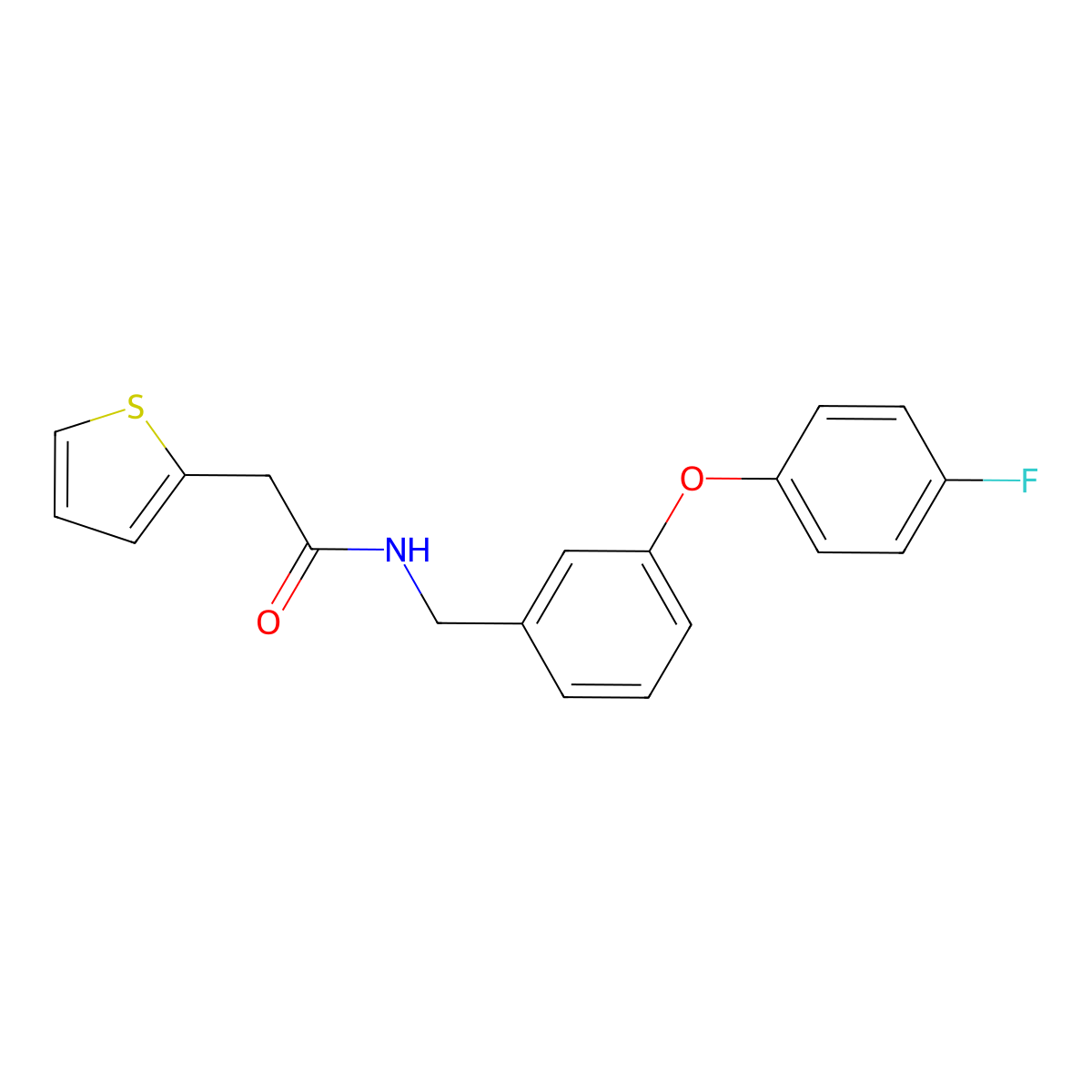 N-(3-(4-fluorophenoxy)benzyl)-2-(thiophen-2-yl)acetamide molecular structure, CAS 1207007-80-4