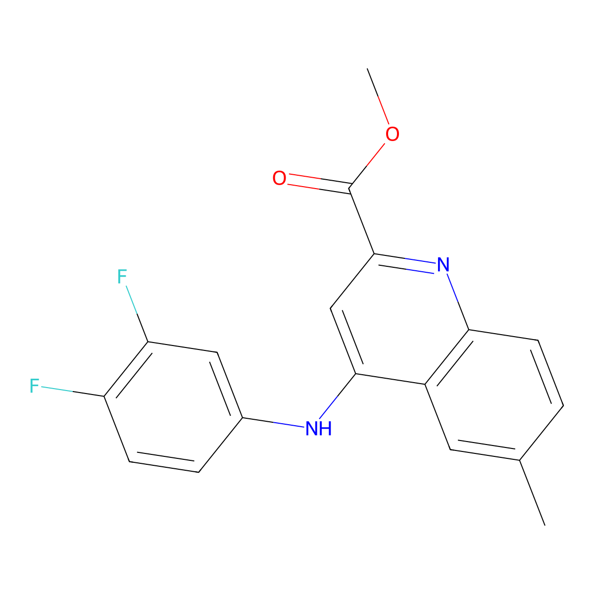 Methyl 4-[(3,4-difluorophenyl)amino]-6-methylquinoline-2-carboxylate molecular structure, CAS 1207007-83-7
