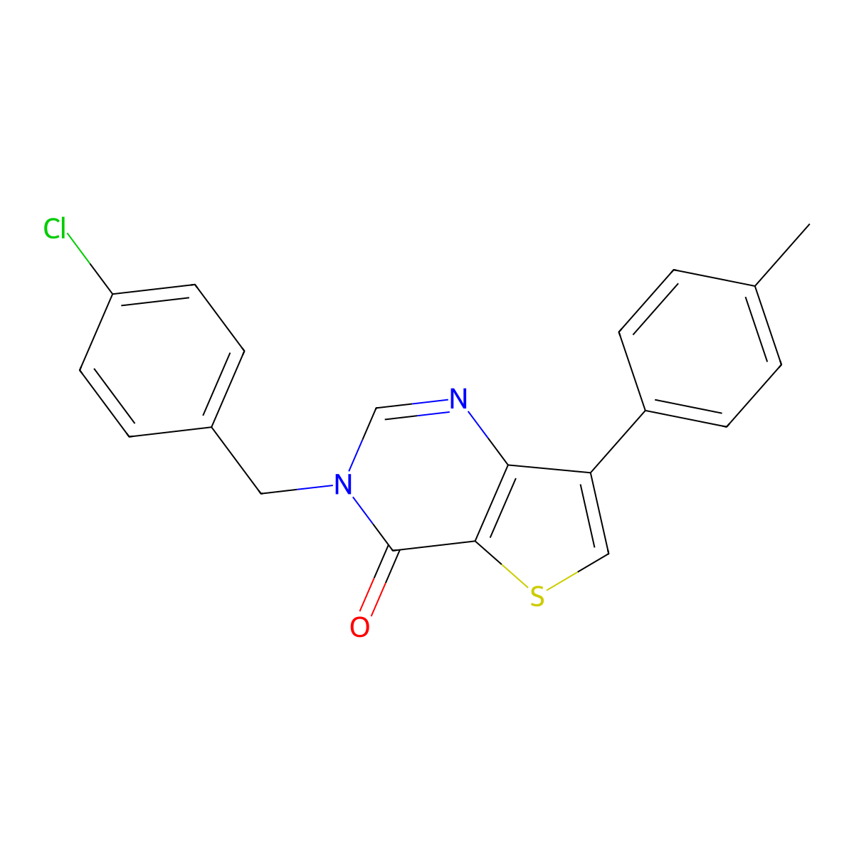 3-(4-chlorobenzyl)-7-(4-methylphenyl)thieno[3,2-d]pyrimidin-4(3H)-one molecular structure, CAS 1207007-86-0
