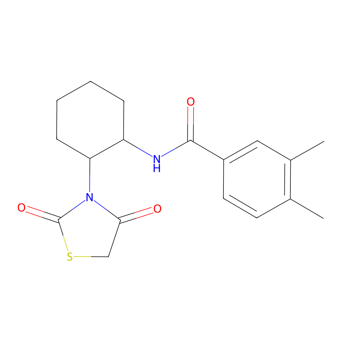 N-(2-(2,4-dioxothiazolidin-3-yl)cyclohexyl)-3,4-dimethylbenzamide molecular structure, CAS 1207007-91-7