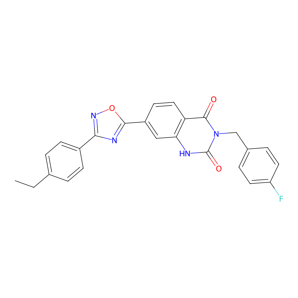 7-(3-(4-ethylphenyl)-1,2,4-oxadiazol-5-yl)-3-(4-fluorobenzyl)quinazoline-2,4(1H,3H)-dione molecular structure, CAS 1207007-97-3