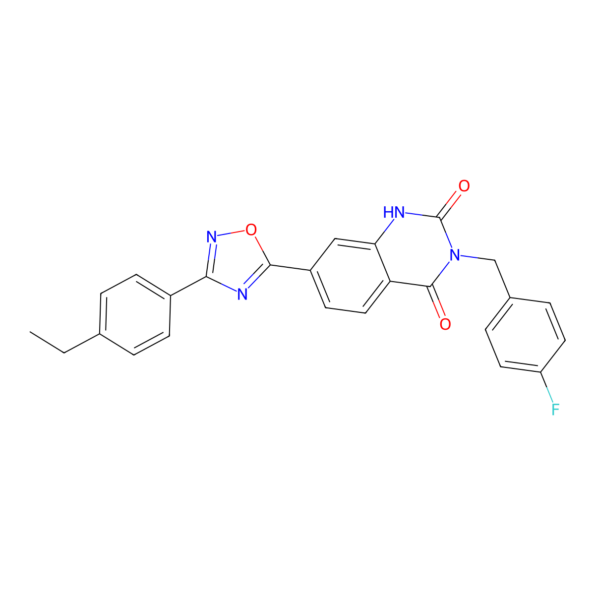 7-(3-(4-ethylphenyl)-1,2,4-oxadiazol-5-yl)-3-(4-fluorobenzyl)quinazoline-2,4(1H,3H)-dione molecular structure, CAS 1207007-97-3