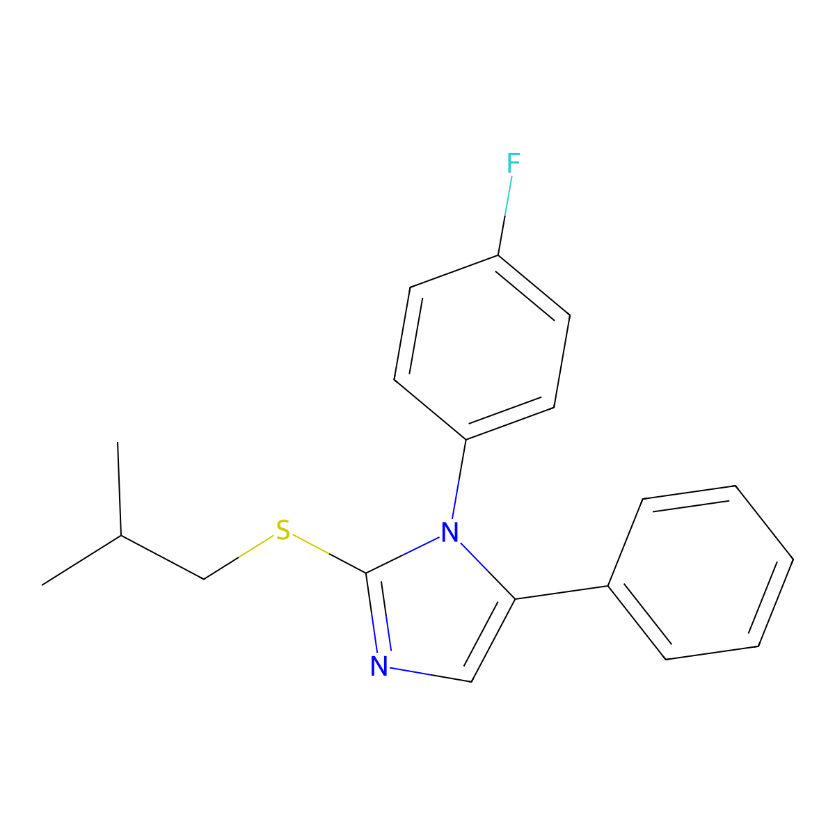 1-(4-fluorophenyl)-2-(isobutylthio)-5-phenyl-1H-imidazole molecular structure, CAS 1207007-98-4