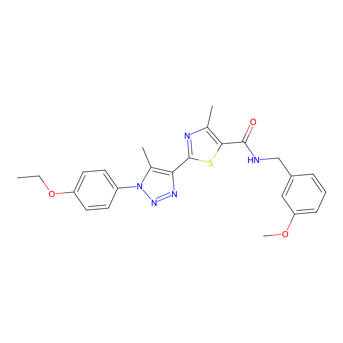 2-[1-(4-ethoxyphenyl)-5-methyl-1H-1,2,3-triazol-4-yl]-N-[(3-methoxyphenyl)methyl]-4-methyl-1,3-thiazole-5-carboxamide molecular structure, CAS 1207007-99-5