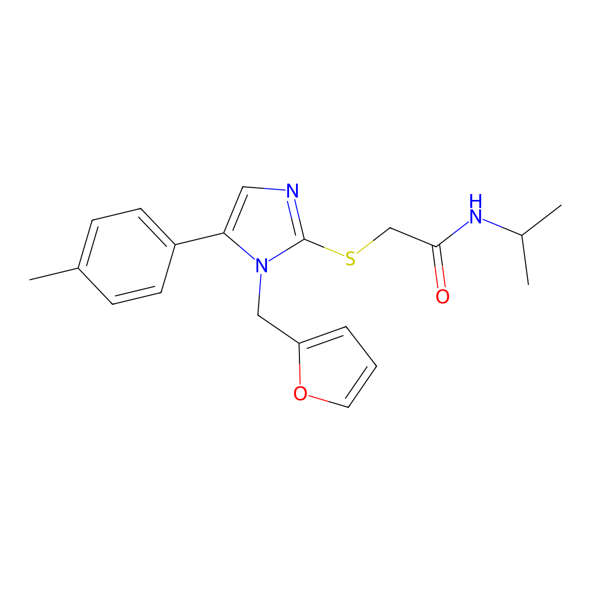 2-((1-(furan-2-ylmethyl)-5-(p-tolyl)-1H-imidazol-2-yl)thio)-N-isopropylacetamide molecular structure, CAS 1207008-01-2