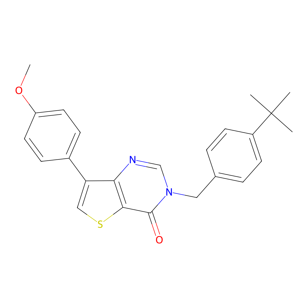 3-(4-tert-butylbenzyl)-7-(4-methoxyphenyl)thieno[3,2-d]pyrimidin-4(3H)-one molecular structure, CAS 1207008-02-3