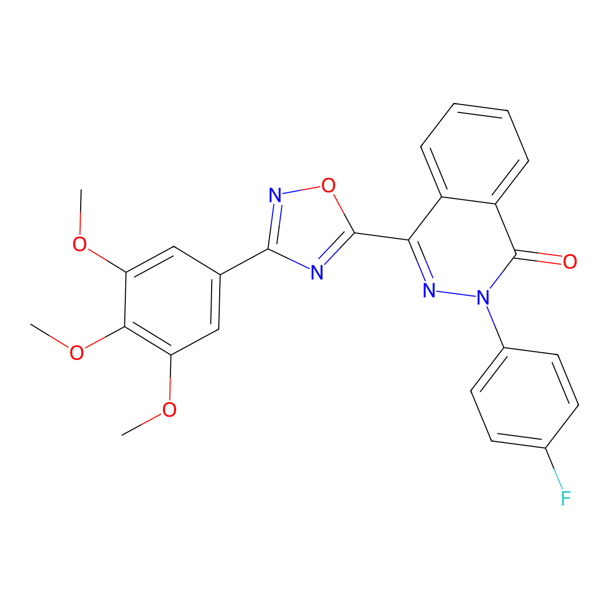 2-(4-fluorophenyl)-4-[3-(3,4,5-trimethoxyphenyl)-1,2,4-oxadiazol-5-yl]phthalazin-1(2H)-one molecular structure, CAS 1207008-09-0