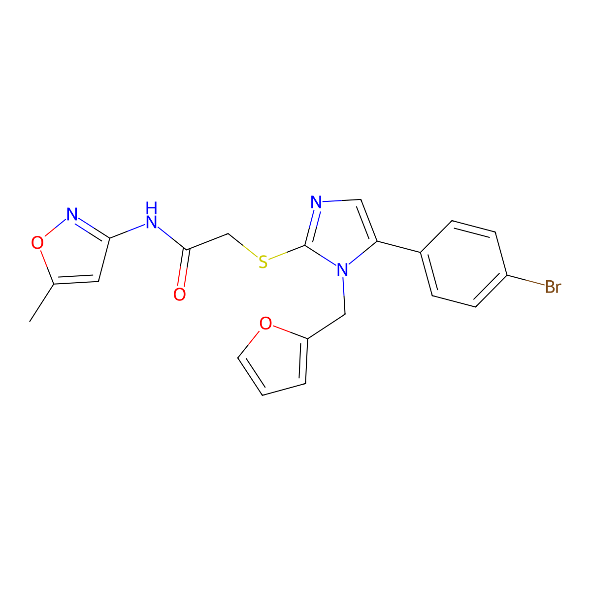 2-((5-(4-bromophenyl)-1-(furan-2-ylmethyl)-1H-imidazol-2-yl)thio)-N-(5-methylisoxazol-3-yl)acetamide molecular structure, CAS 1207008-20-5