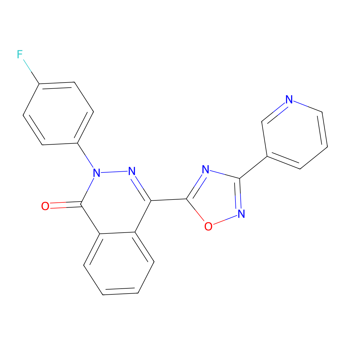 2-(4-fluorophenyl)-4-(3-pyridin-3-yl-1,2,4-oxadiazol-5-yl)phthalazin-1(2H)-one molecular structure, CAS 1207008-22-7