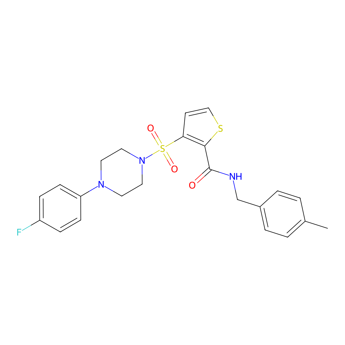 3-{[4-(4-fluorophenyl)piperazin-1-yl]sulfonyl}-N-(4-methylbenzyl)thiophene-2-carboxamide molecular structure, CAS 1207008-25-0
