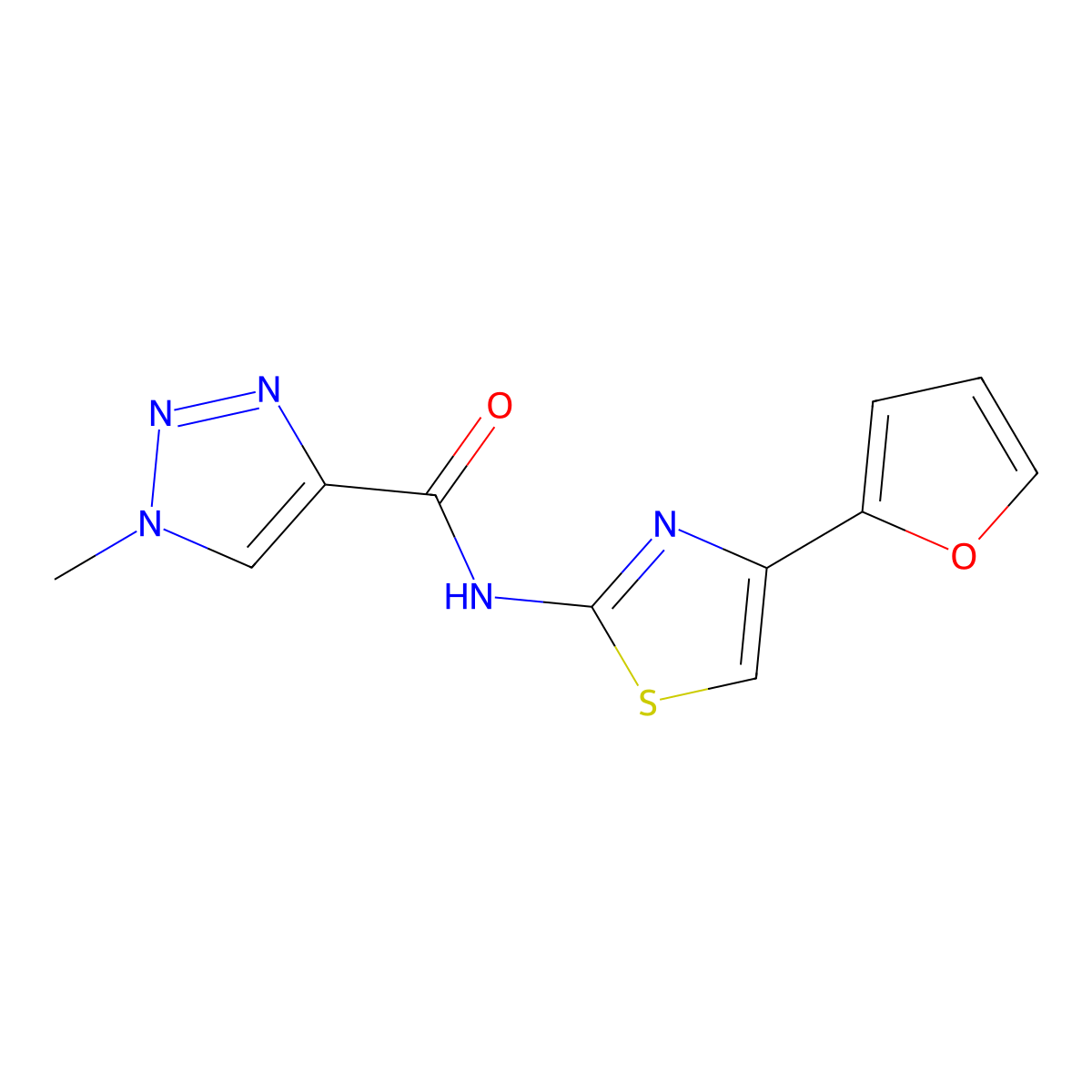N-(4-(furan-2-yl)thiazol-2-yl)-1-methyl-1H-1,2,3-triazole-4-carboxamide molecular structure, CAS 1207008-33-0