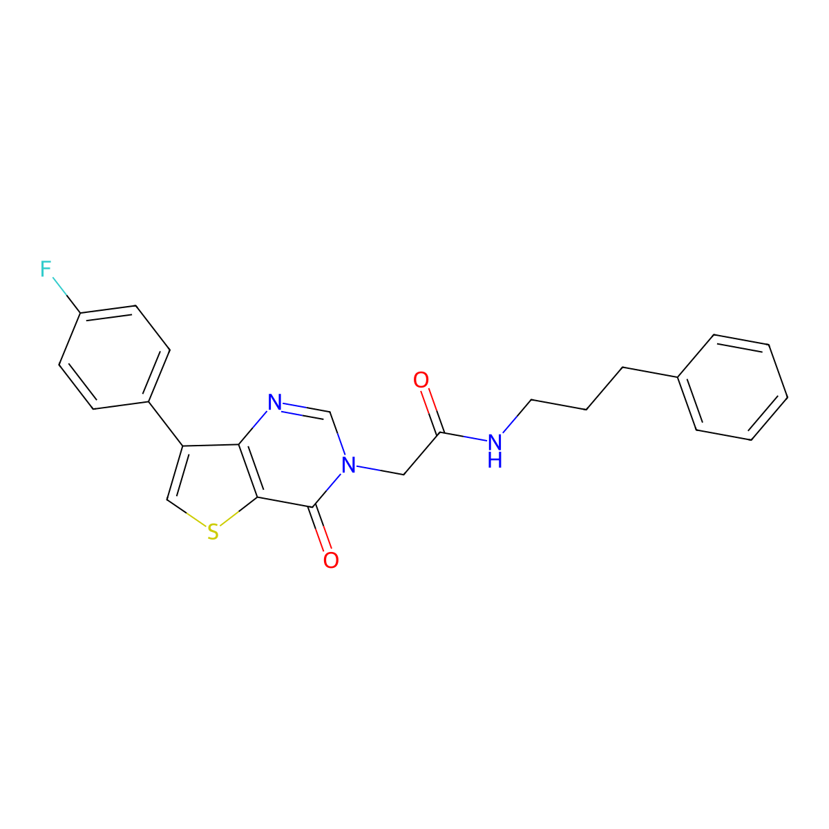 2-[7-(4-fluorophenyl)-4-oxothieno[3,2-d]pyrimidin-3(4H)-yl]-N-(3-phenylpropyl)acetamide molecular structure, CAS 1207008-40-9