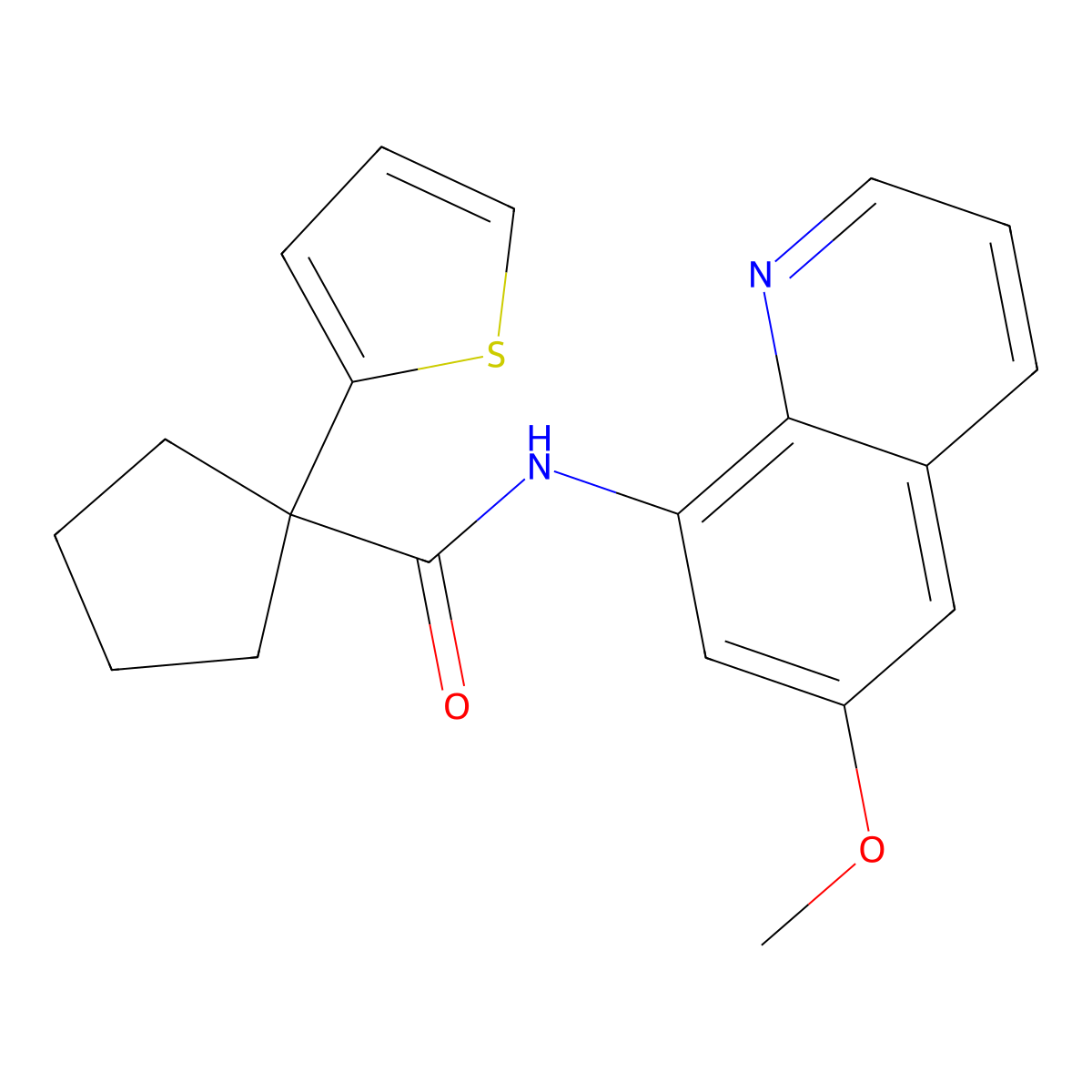 N-(6-methoxyquinolin-8-yl)-1-(thiophen-2-yl)cyclopentanecarboxamide molecular structure, CAS 1207008-41-0