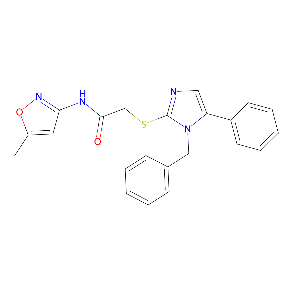 2-((1-benzyl-5-phenyl-1H-imidazol-2-yl)thio)-N-(5-methylisoxazol-3-yl)acetamide molecular structure, CAS 1207008-54-5