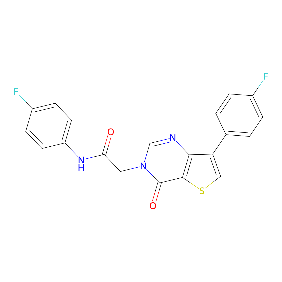 N-(4-fluorophenyl)-2-[7-(4-fluorophenyl)-4-oxothieno[3,2-d]pyrimidin-3(4H)-yl]acetamide molecular structure, CAS 1207008-55-6