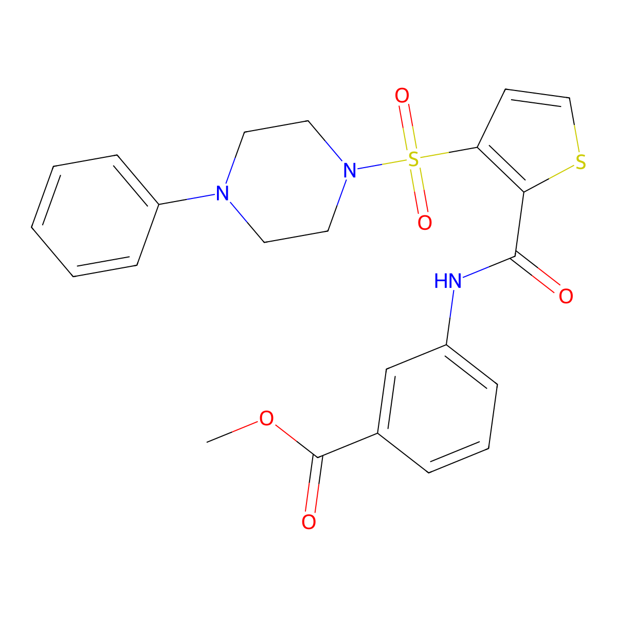 Methyl 3-{3-[(4-phenylpiperazin-1-yl)sulfonyl]thiophene-2-amido}benzoate molecular structure, CAS 1207008-57-8