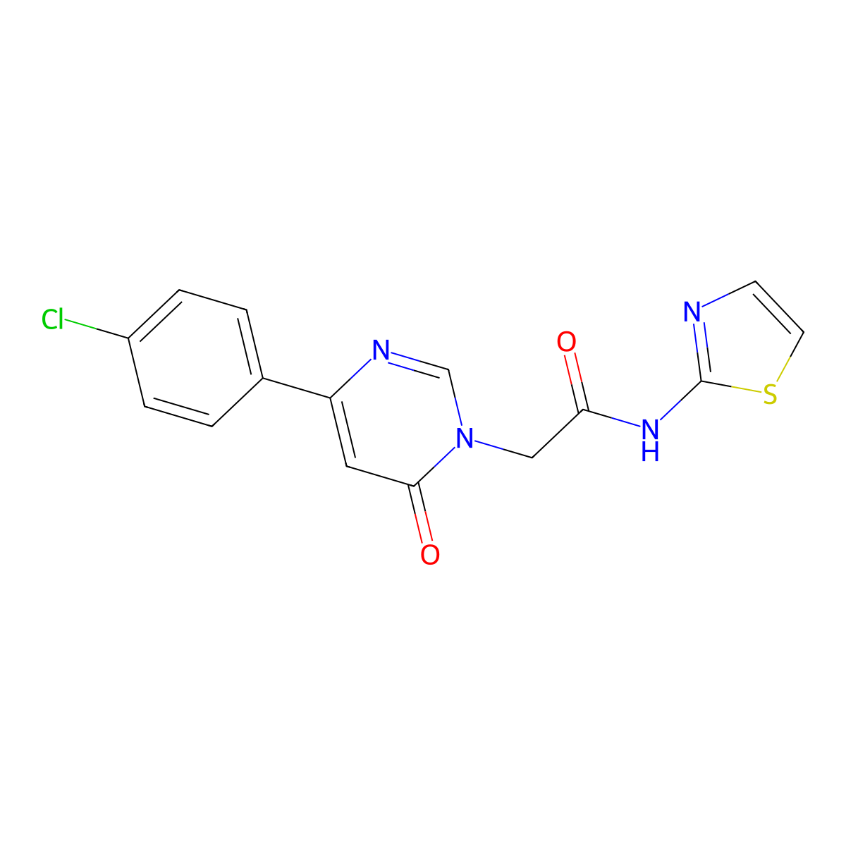 2-(4-(4-chlorophenyl)-6-oxopyrimidin-1(6H)-yl)-N-(thiazol-2-yl)acetamide molecular structure, CAS 1207008-58-9