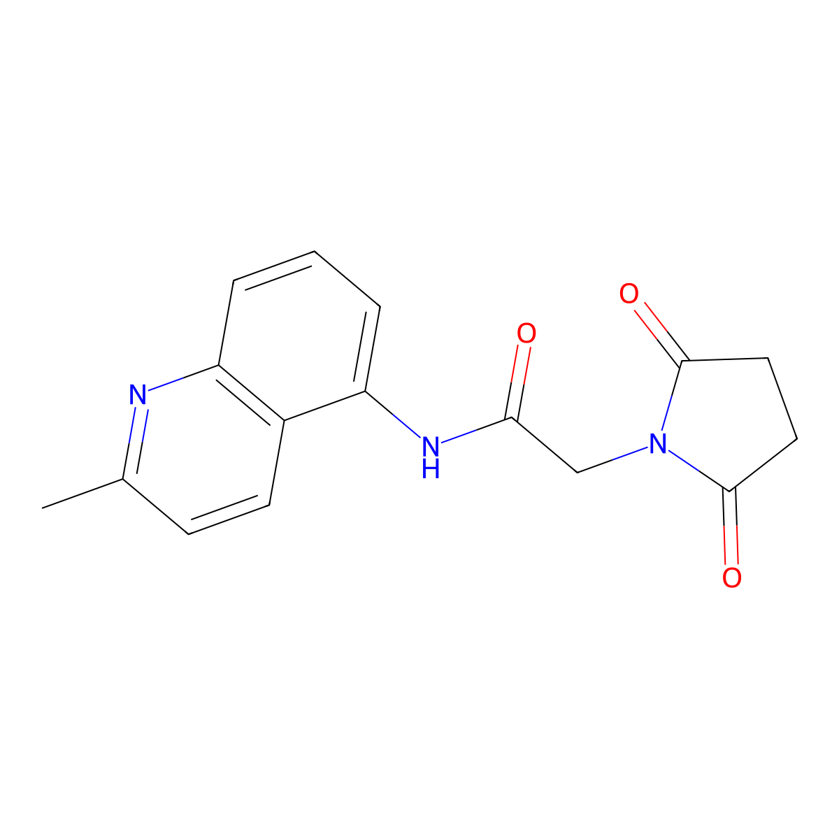 2-(2,5-dioxopyrrolidin-1-yl)-N-(2-methylquinolin-5-yl)acetamide molecular structure, CAS 1207008-59-0