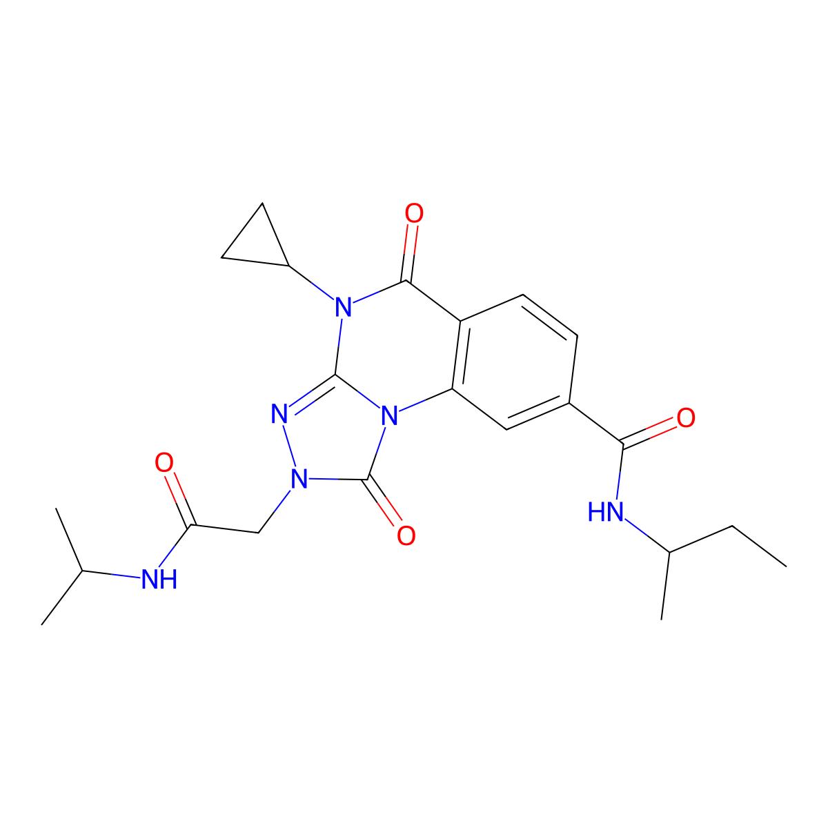 N-(butan-2-yl)-4-cyclopropyl-1,5-dioxo-2-{[(propan-2-yl)carbamoyl]methyl}-1H,2H,4H,5H-[1,2,4]triazolo[4,3-a]quinazoline-8-carboxamide molecular structure, CAS 1207008-65-8