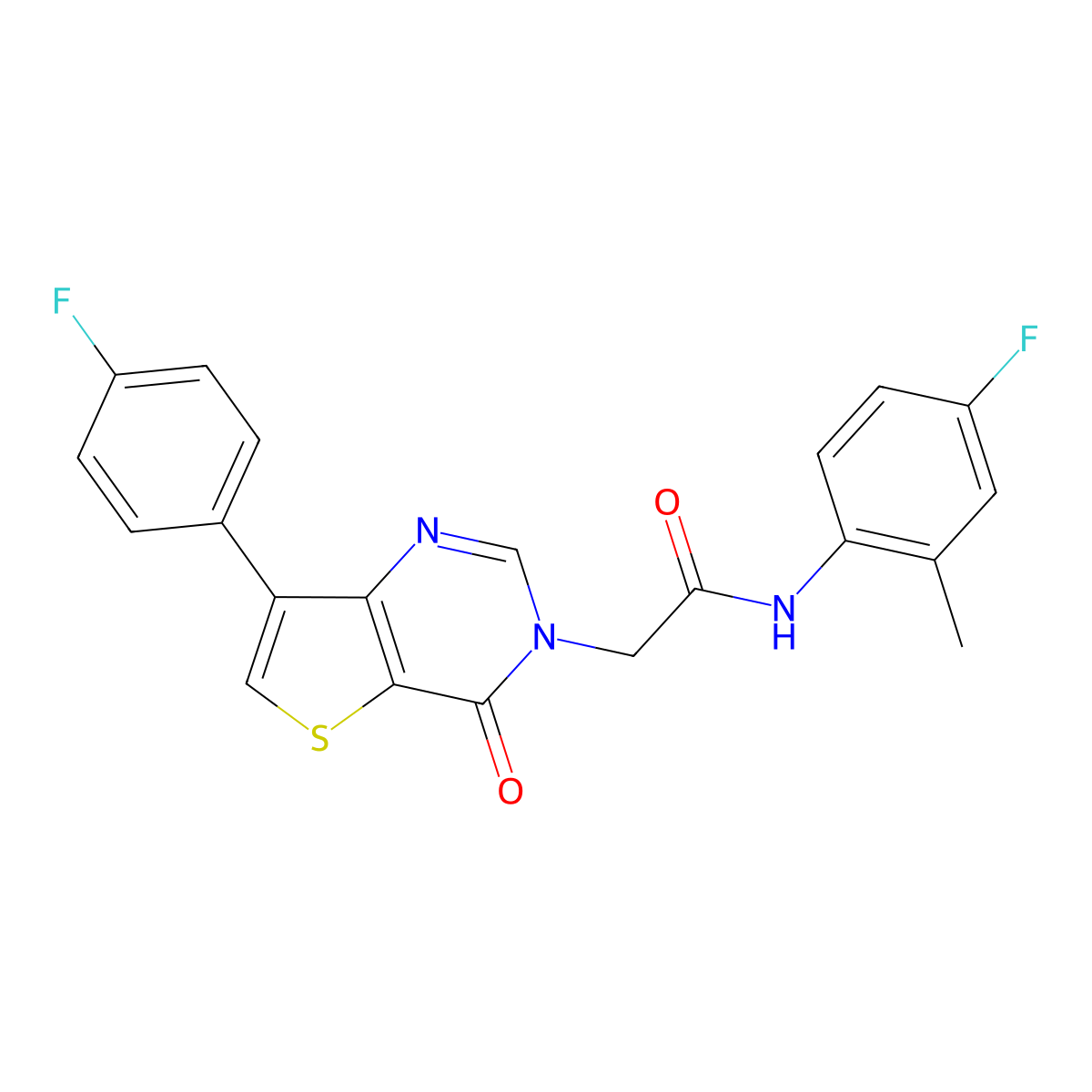 N-(4-fluoro-2-methylphenyl)-2-[7-(4-fluorophenyl)-4-oxothieno[3,2-d]pyrimidin-3(4H)-yl]acetamide molecular structure, CAS 1207008-68-1