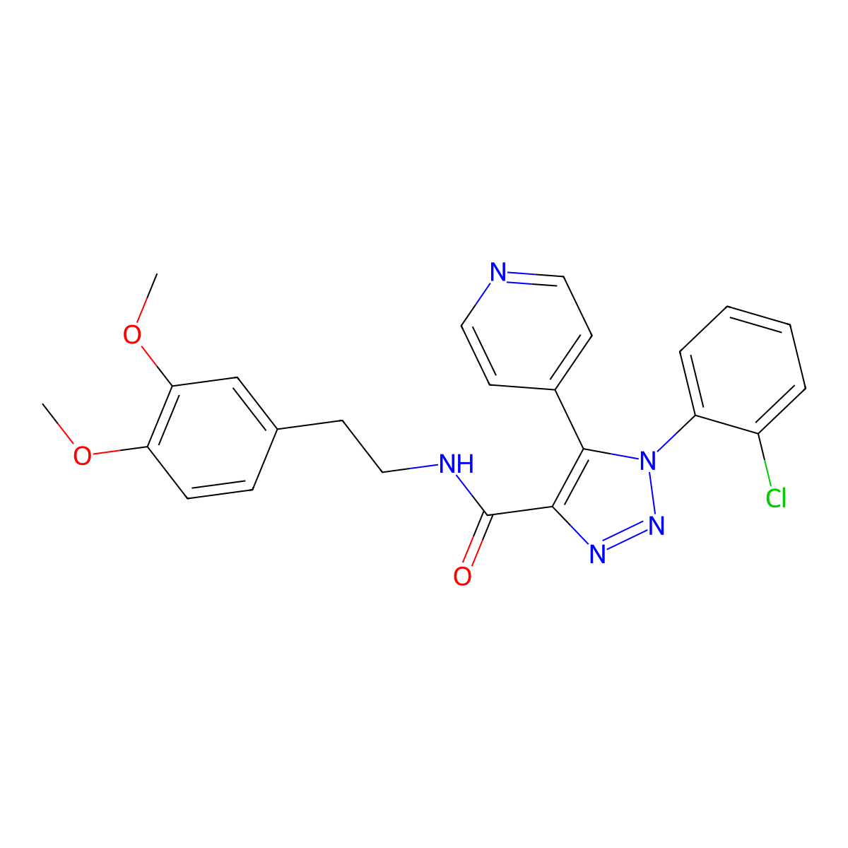 1-(2-chlorophenyl)-N-[2-(3,4-dimethoxyphenyl)ethyl]-5-(pyridin-4-yl)-1H-1,2,3-triazole-4-carboxamide molecular structure, CAS 1207008-69-2