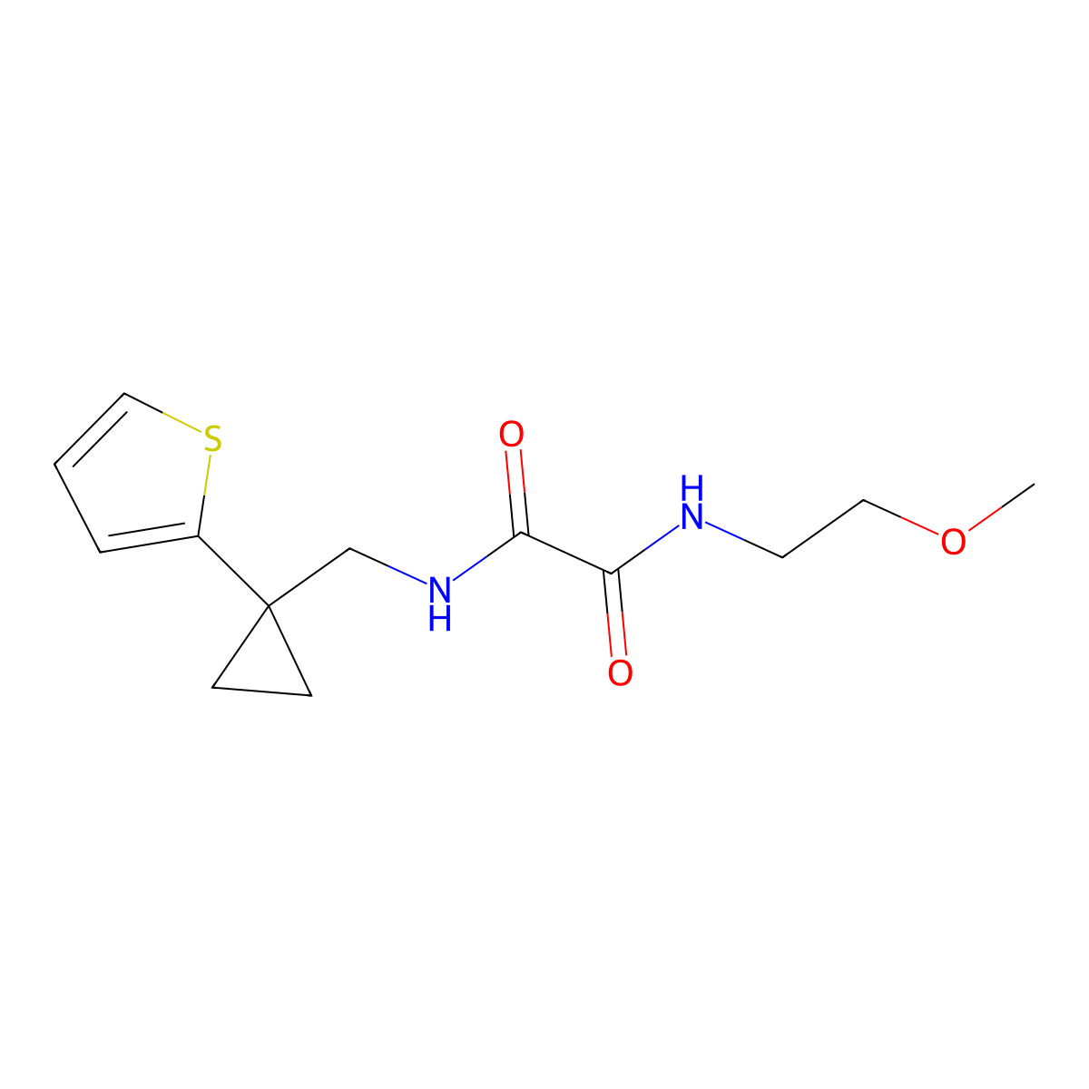 N1-(2-methoxyethyl)-N2-((1-(thiophen-2-yl)cyclopropyl)methyl)oxalamide molecular structure, CAS 1207008-71-6