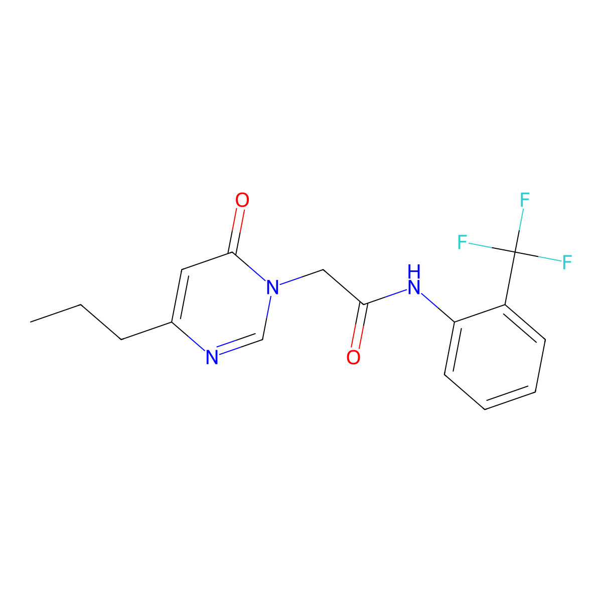 2-(6-oxo-4-propylpyrimidin-1(6H)-yl)-N-(2-(trifluoromethyl)phenyl)acetamide molecular structure, CAS 1207008-72-7