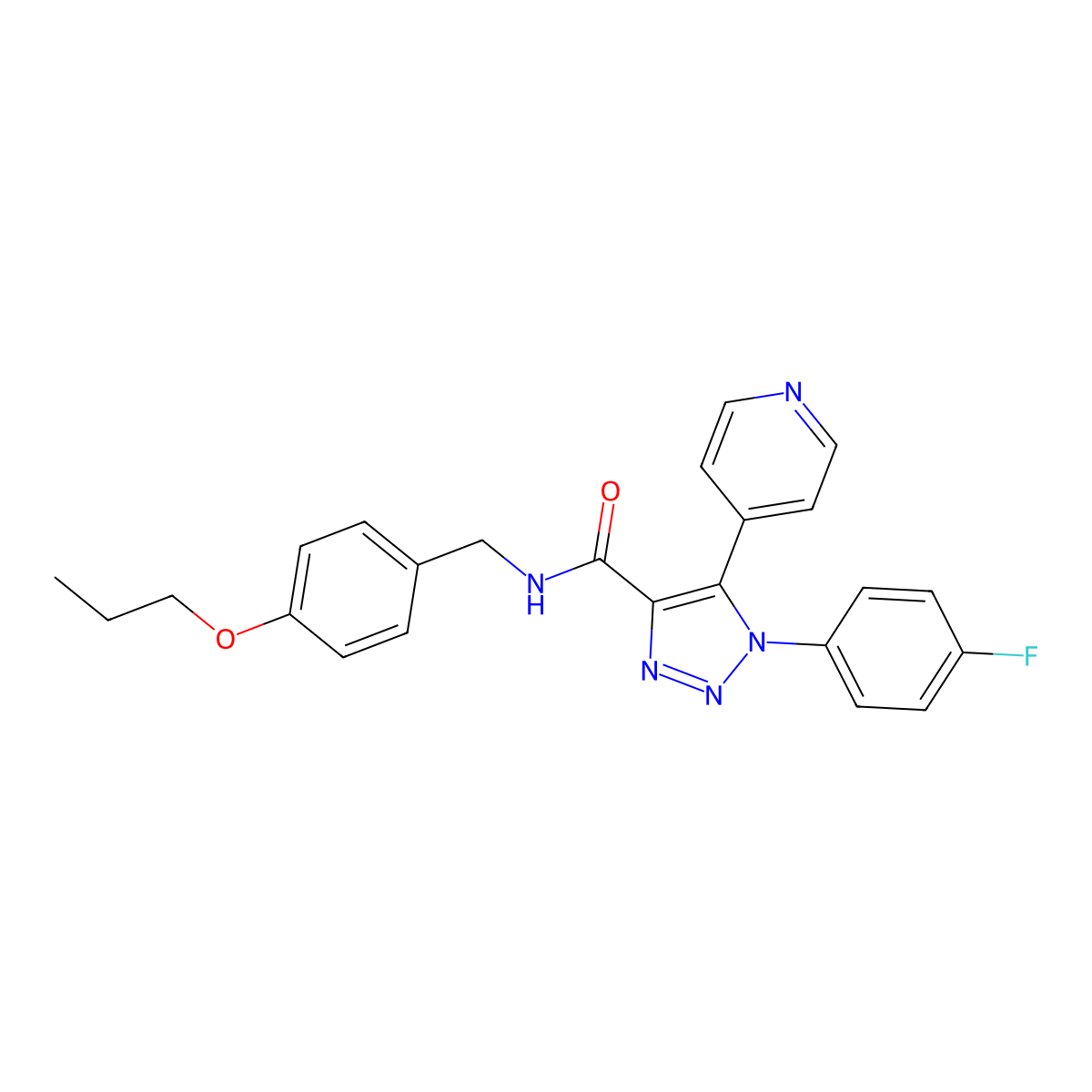 1-(4-fluorophenyl)-N-[(4-propoxyphenyl)methyl]-5-(pyridin-4-yl)-1H-1,2,3-triazole-4-carboxamide molecular structure, CAS 1207008-74-9